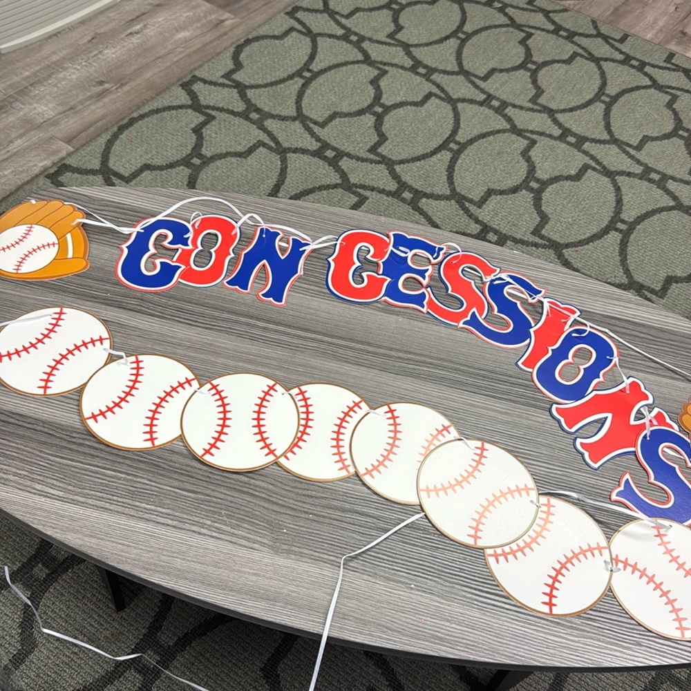 Concessions Banner Baseball theme paper banner new red white blue